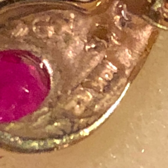 10K ruby earrings with small cubic zirconia - Picture 5 of 5